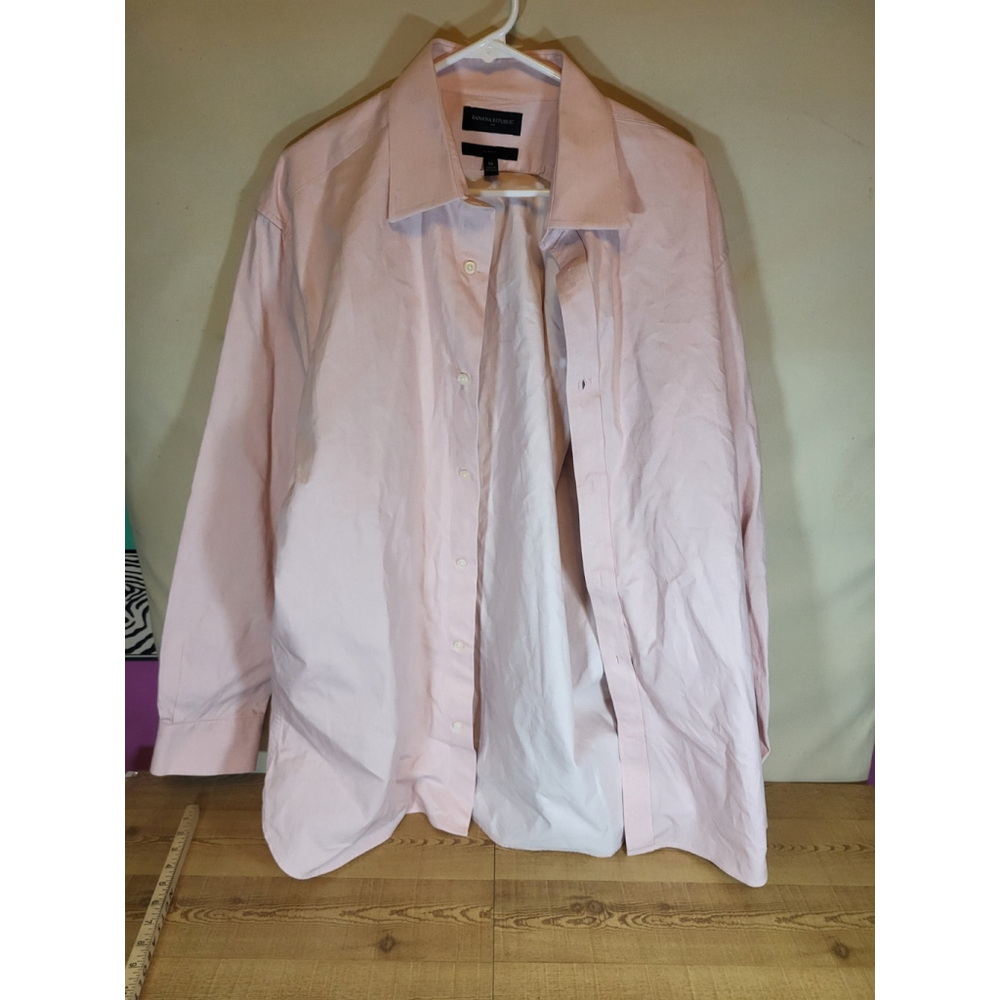 Banana Republic Dress Shirt Slim Fit Tall Long Sleeve Light Pink Mens XL